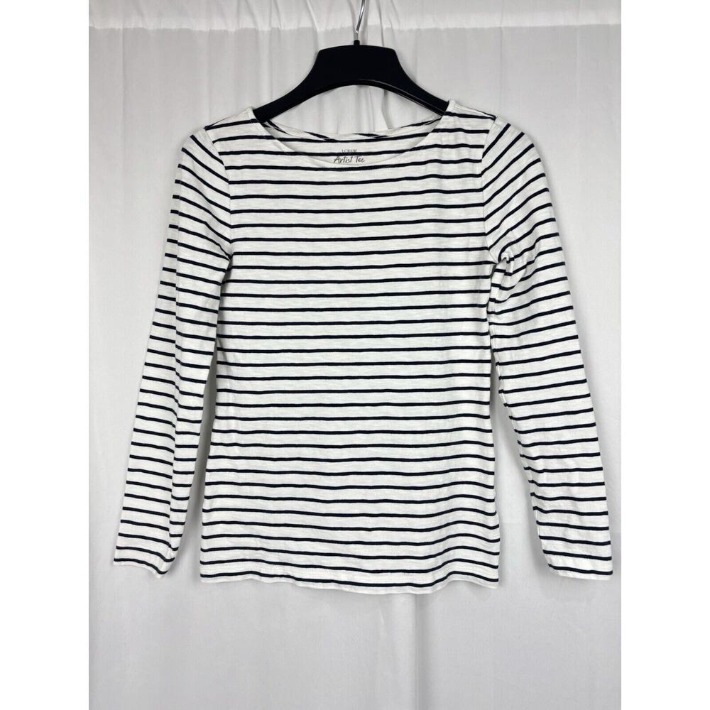 JCREW Women’s Long Sleeve Navy White Striped Artist Tee S